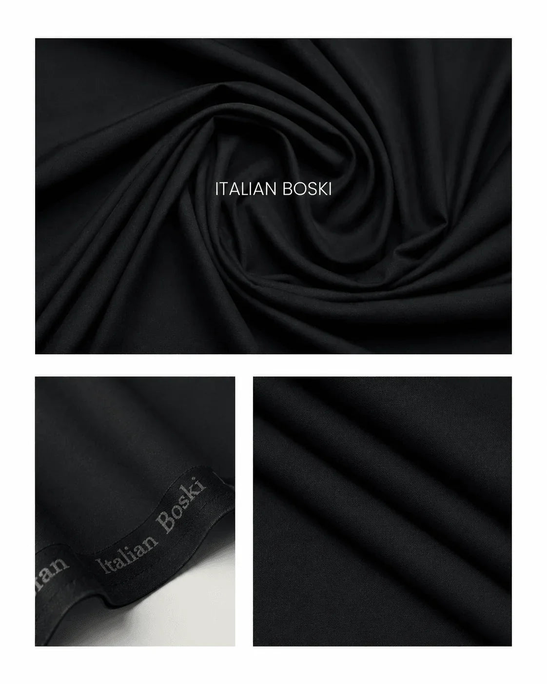 Premium Black Boski Unstitched Suit