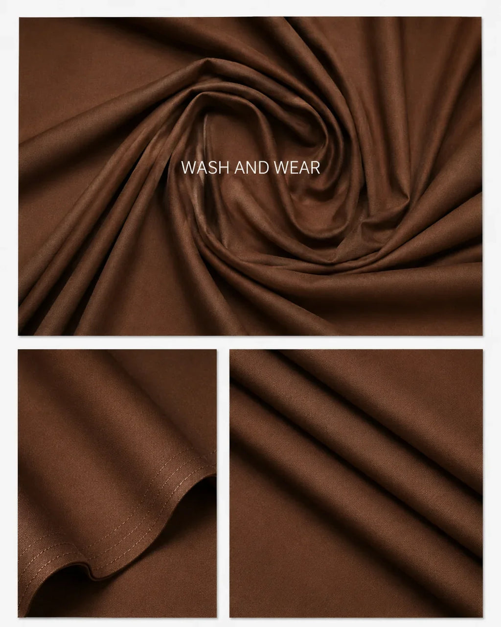 Rich brown wash and wear suiting fabric with smooth texture and elegant drape for formal men's wear