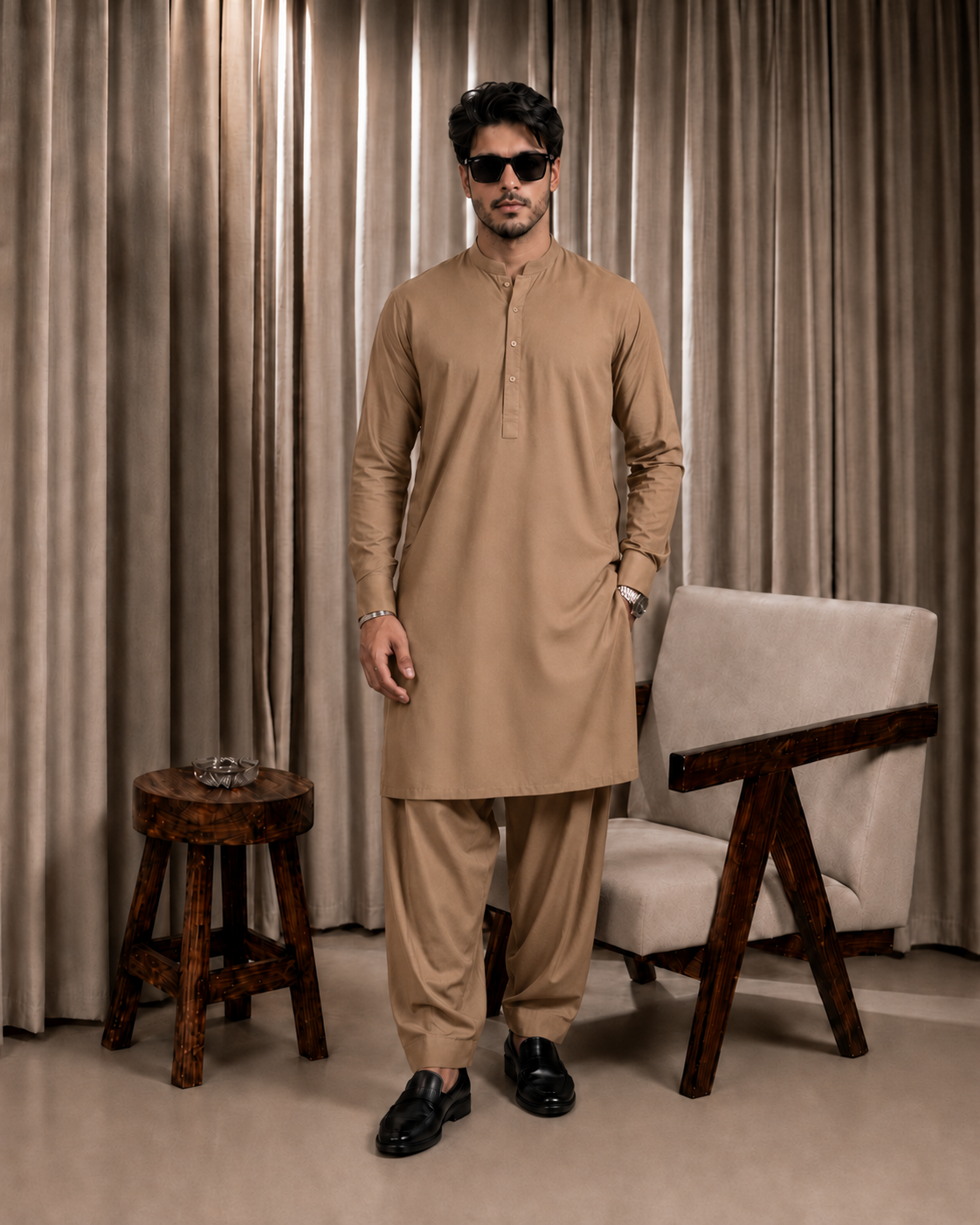 Camel Blend Boski Unstitched Suit