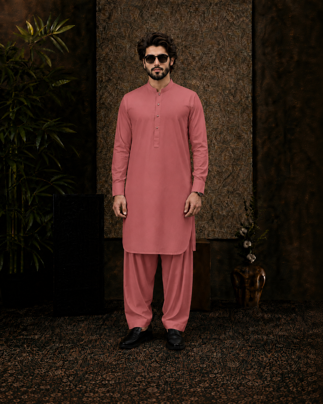 Dusty Rose Cotton Unstitched Suit