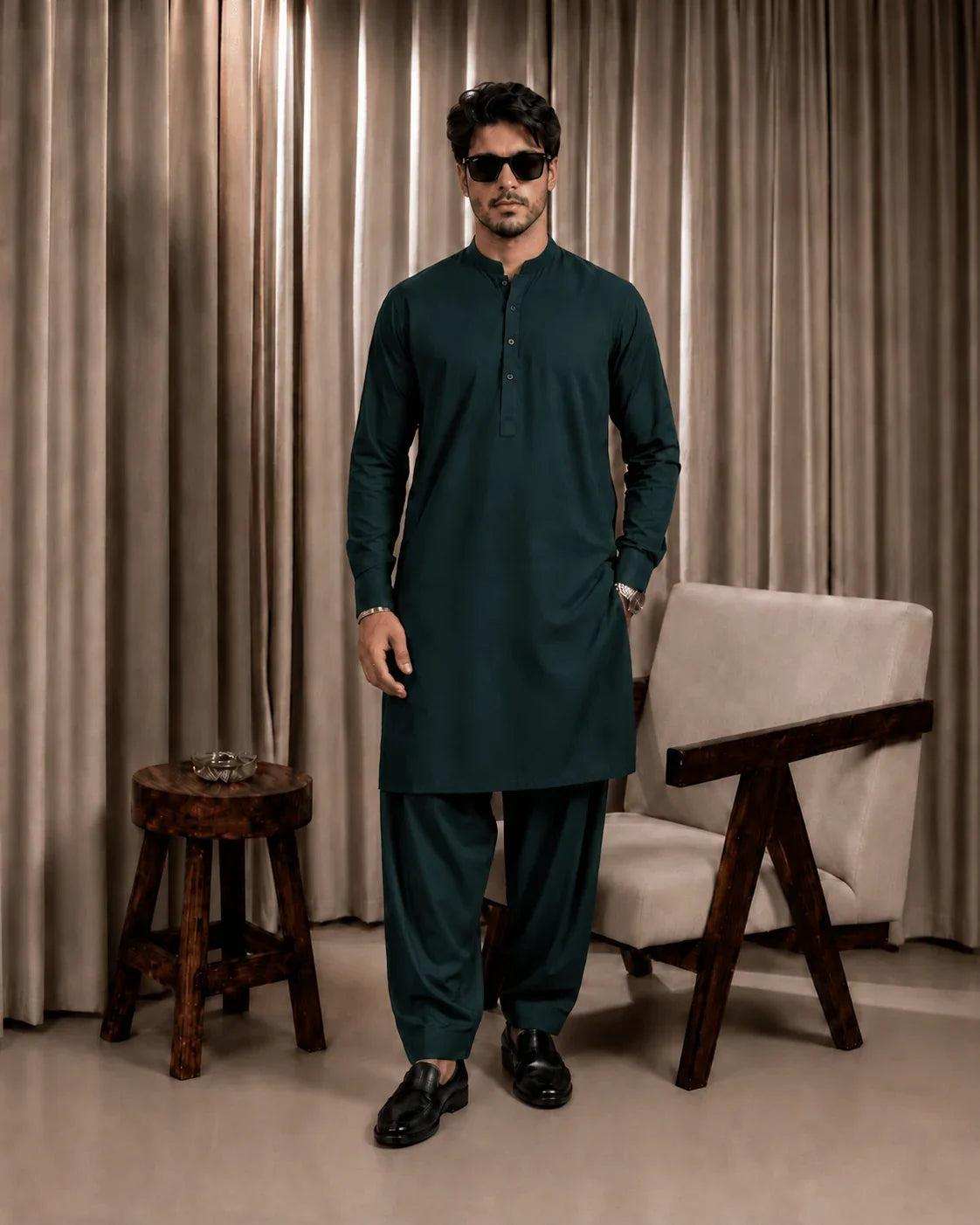Forest Green Boski Unstitched Suit
