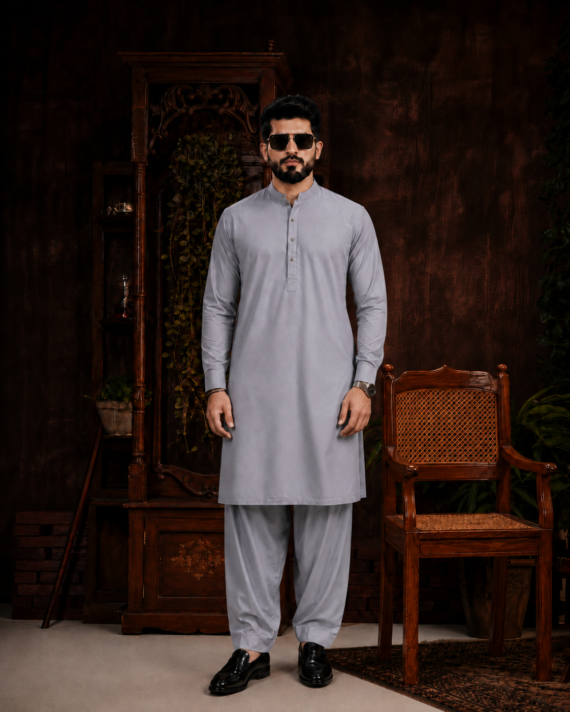 Premium Light Grey Wash & Wear Unstitched Suit
