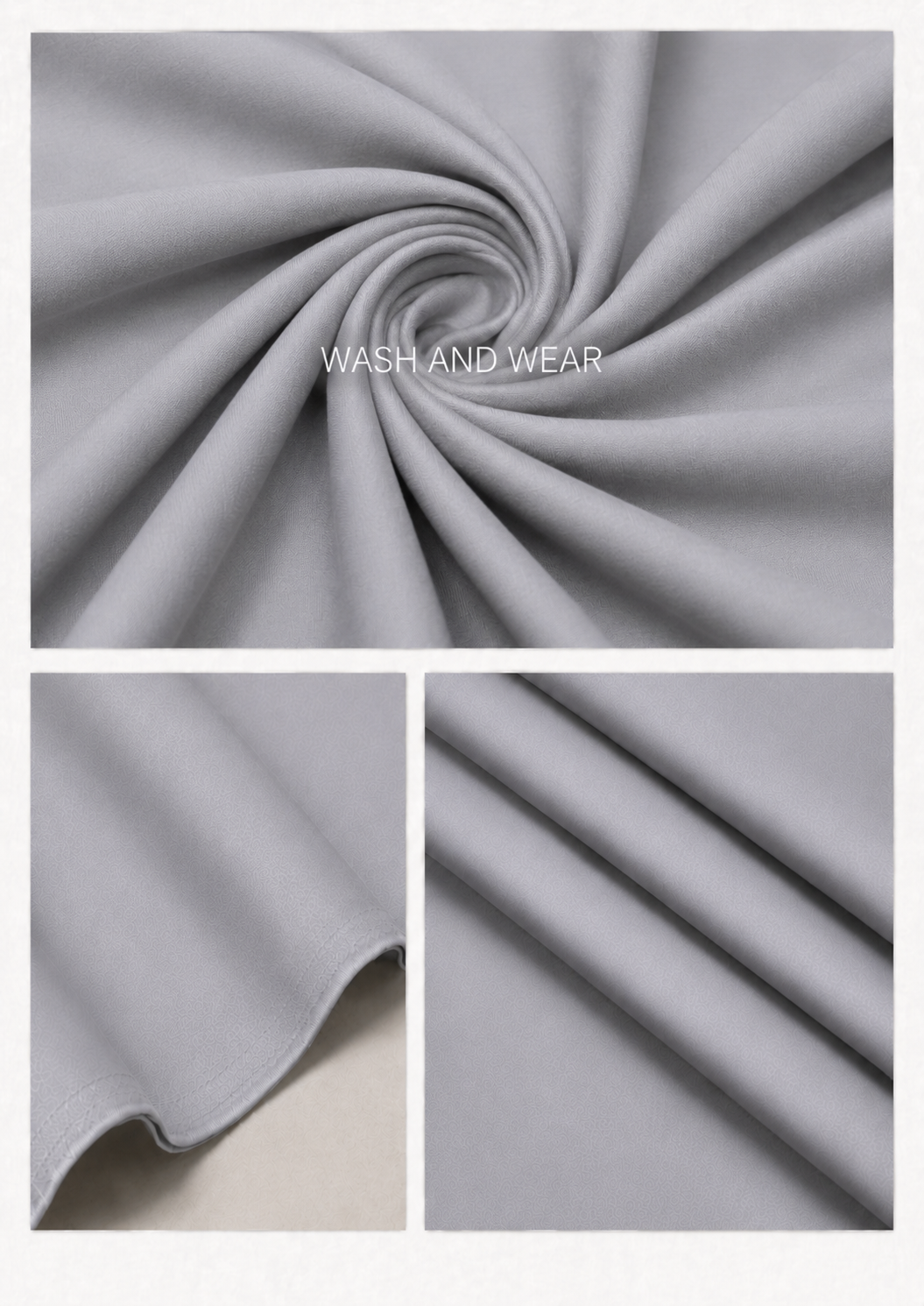 Premium Light Grey Wash & Wear Unstitched Suit