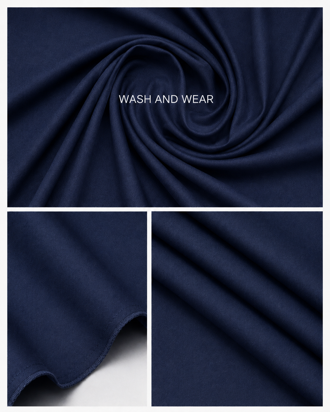 Premium Navy Blue Wash & Wear Unstitched Suit