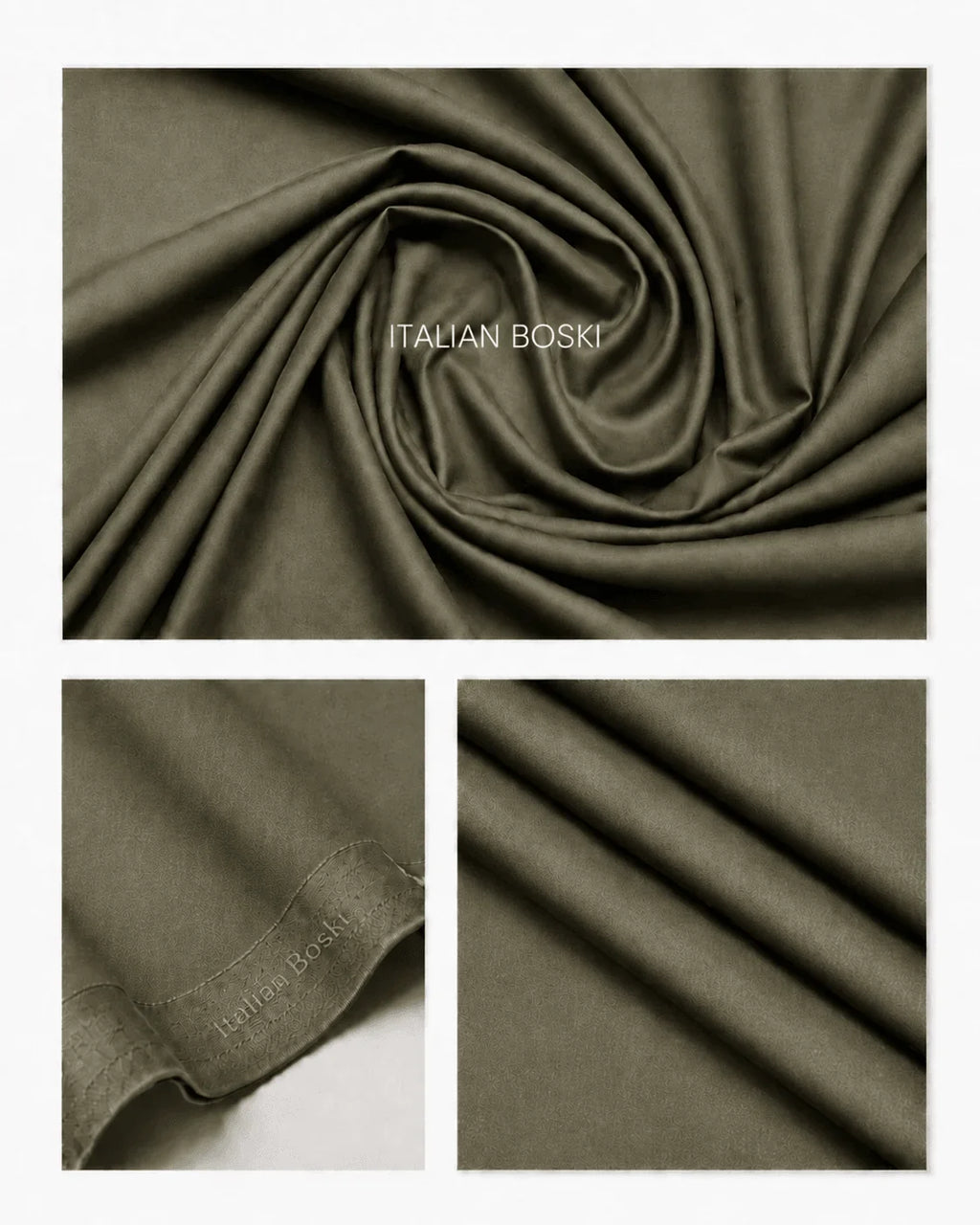 Olive Italian Boski suiting fabric, premium texture for formal & festive men's wear