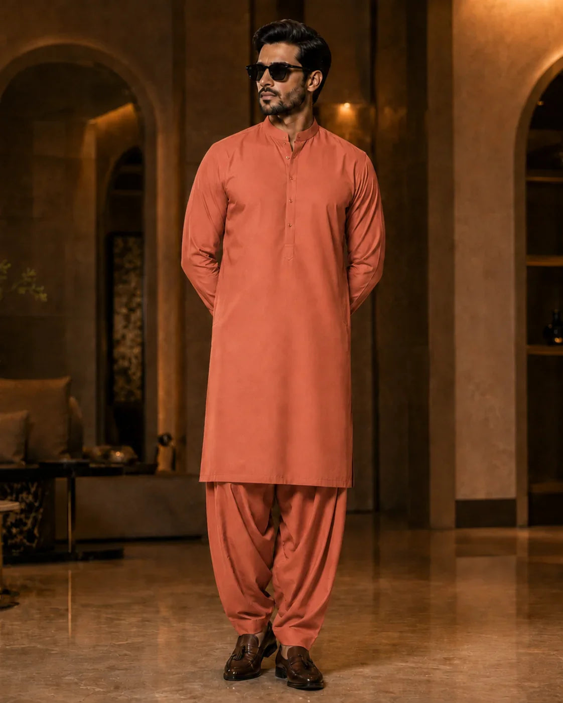 Warm Rust Cotton Unstitched Suit