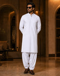 Premium White Cotton Unstitched Suit