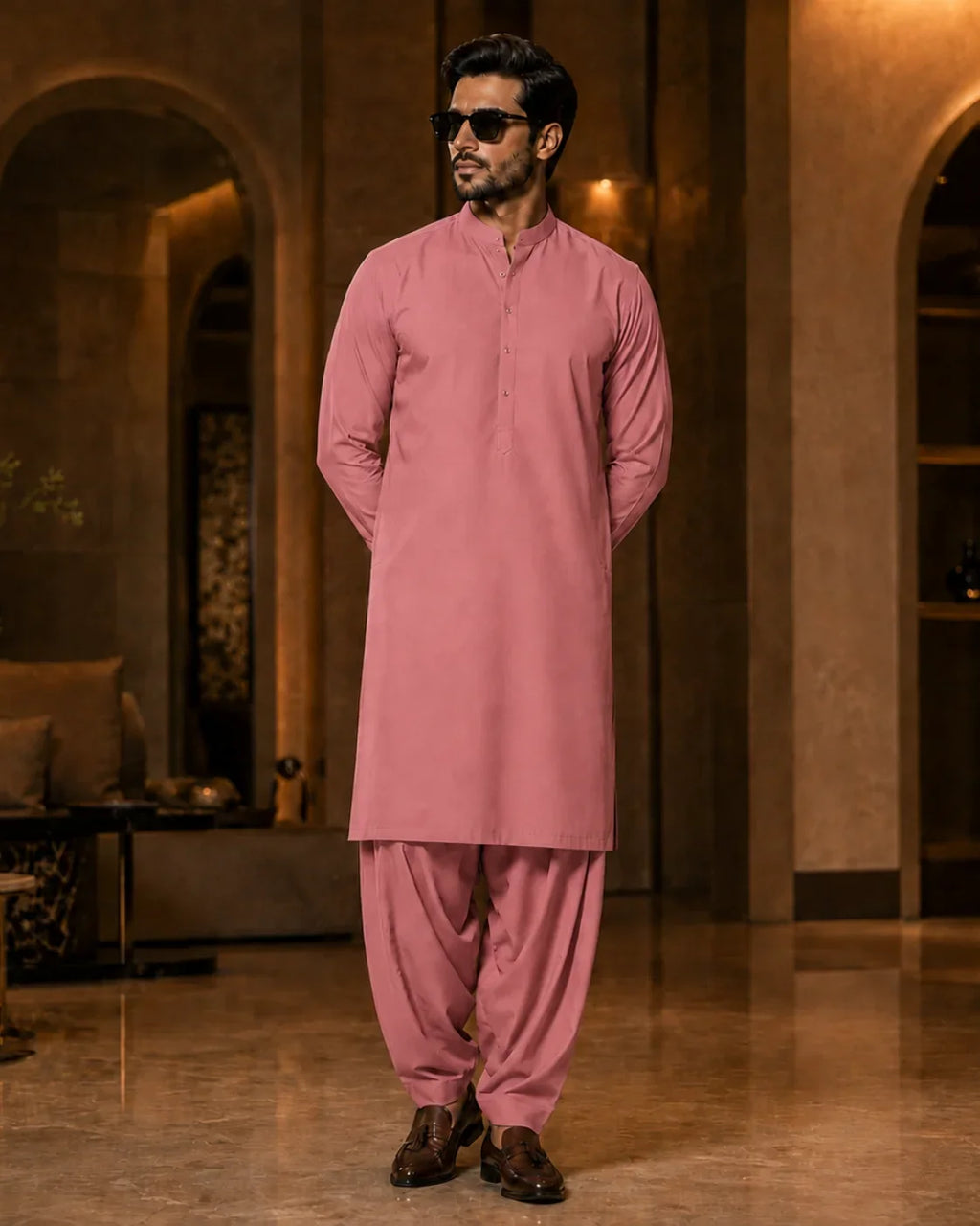 Dusty Rose Cotton Unstitched Suit