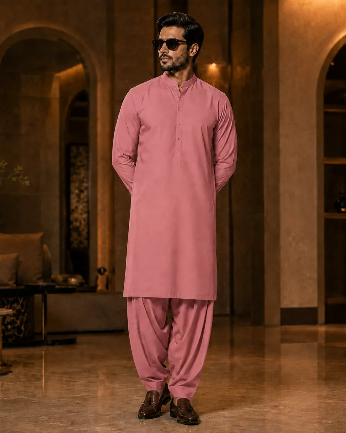 Dusty Rose Cotton Unstitched Suit