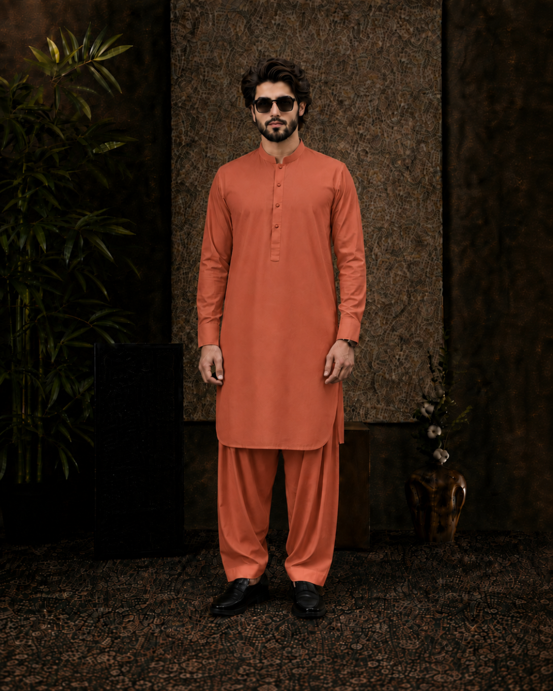 Warm Rust Cotton Unstitched Suit