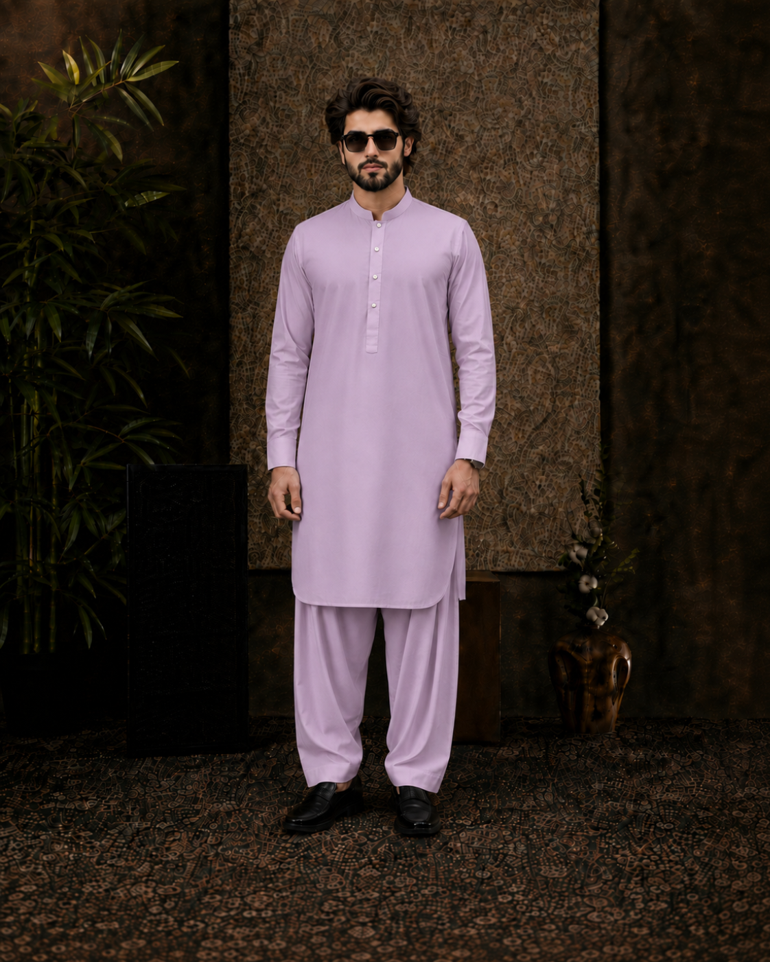 Dusty Mauve Cotton Unstitched Suit