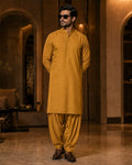 Mustard Gold Cotton Unstitched Suit