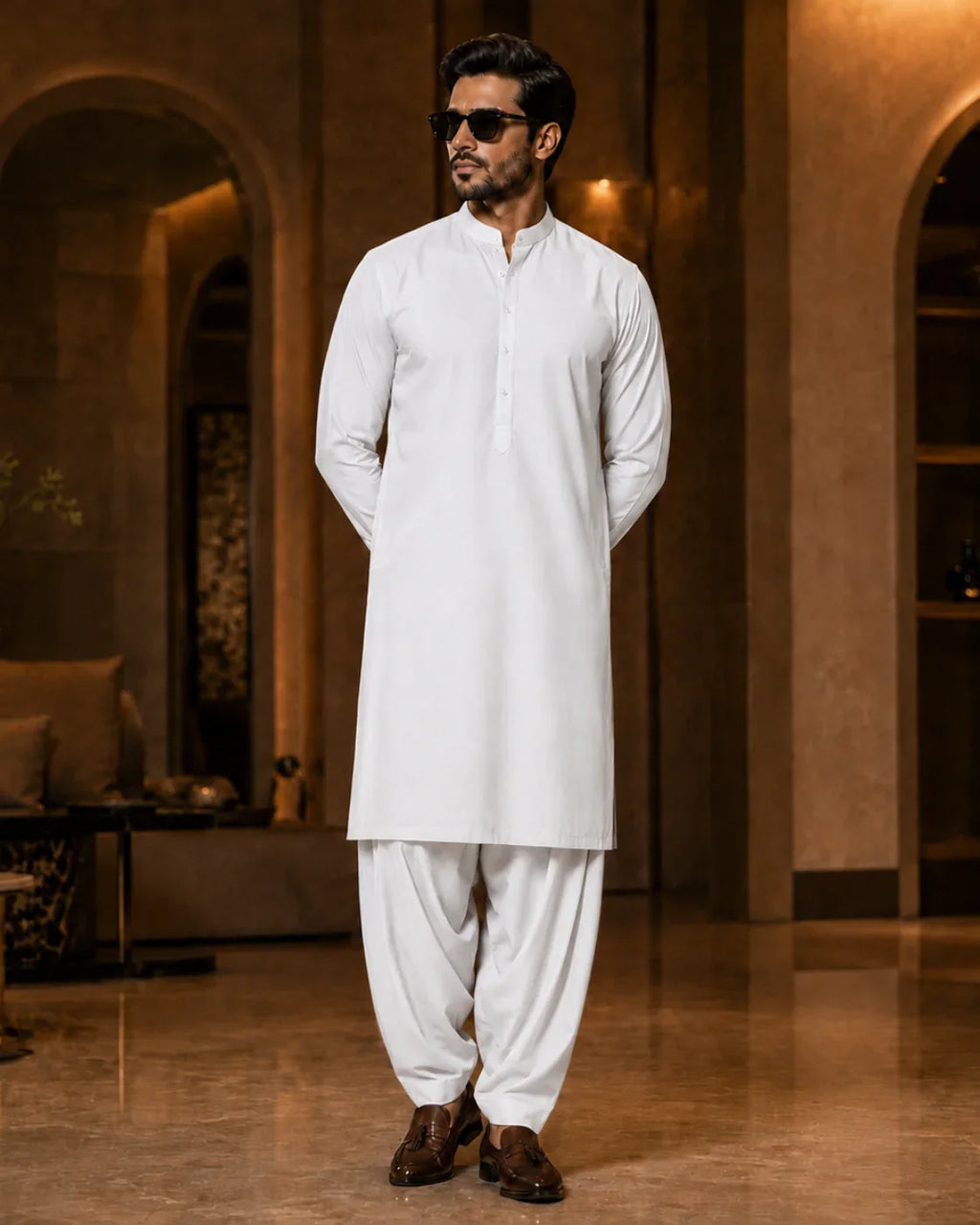Pearl White Cotton Unstitched Suit
