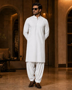 Pearl White Cotton Unstitched Suit