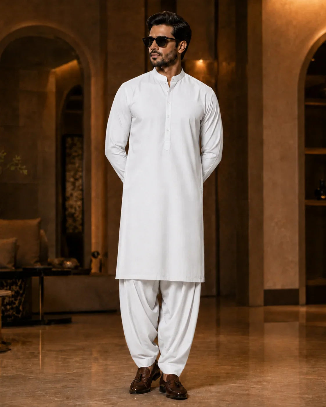 Pearl White Cotton Unstitched Suit