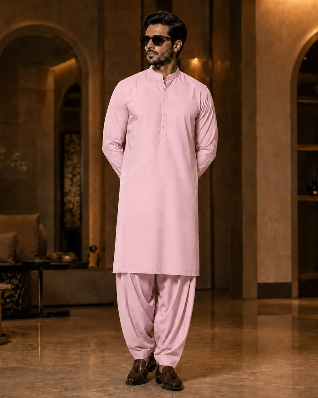 Rose Pink Cotton Unstitched Suit