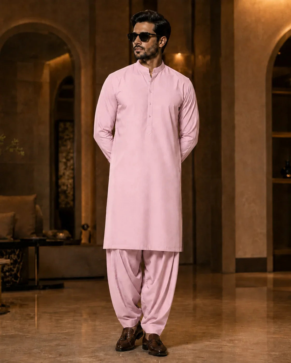 Rose Pink Cotton Unstitched Suit