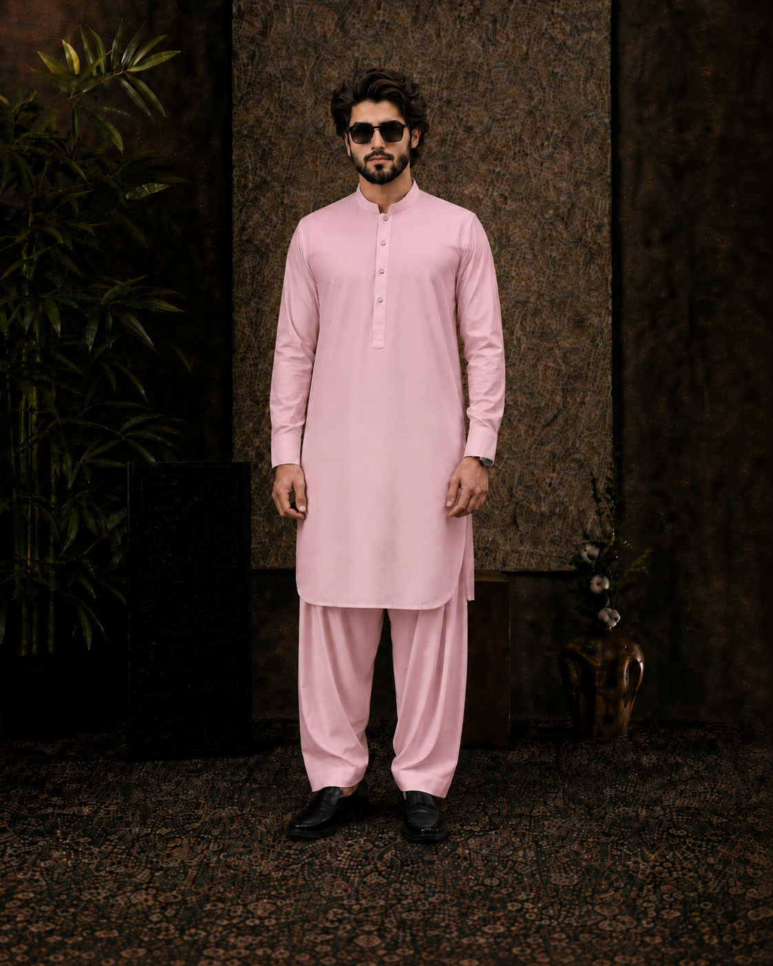 Rose Pink Cotton Unstitched Suit