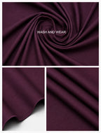 Deep purple wash and wear men's suiting fabric with smooth texture and neat stitching details