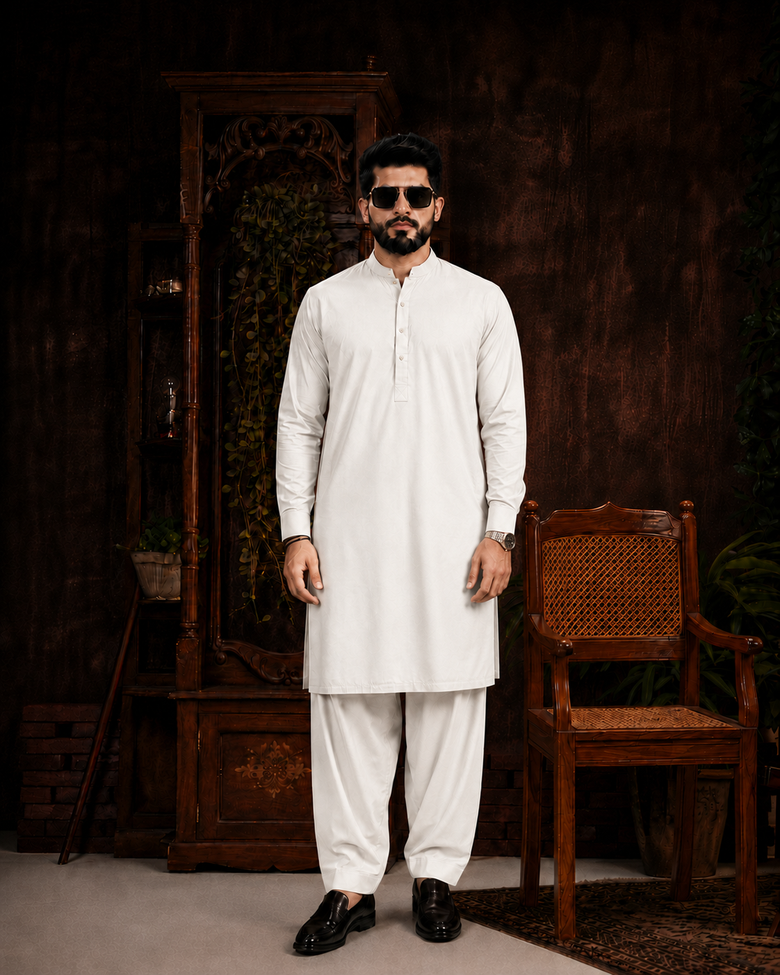Premium Off White Wash & Wear Unstitched Suit