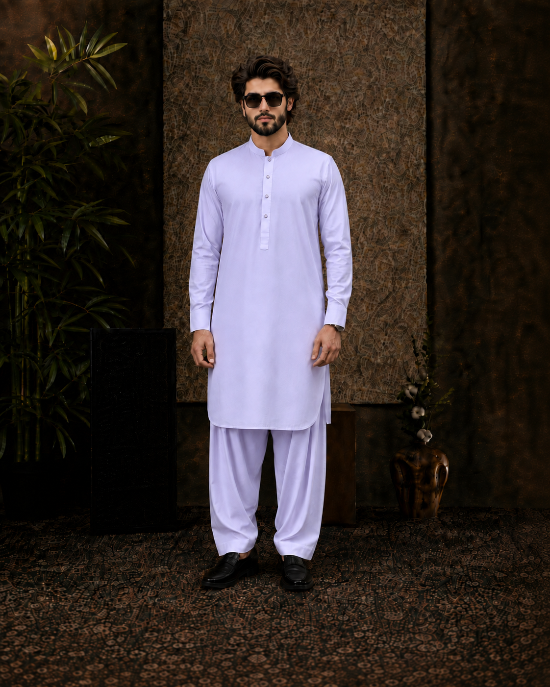 Premium White Cotton Unstitched Suit